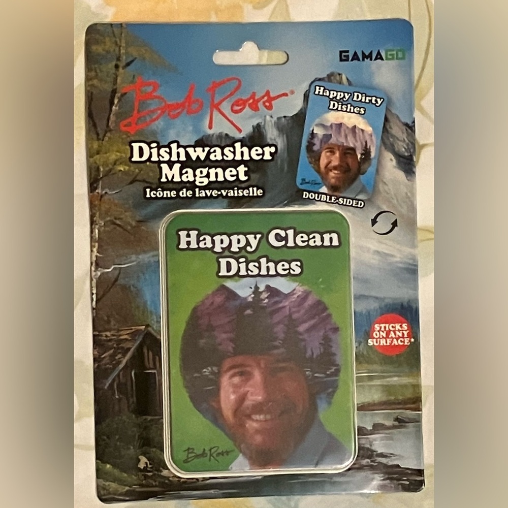 NEW Bob Ross Double-Sided Dishwasher Magnet